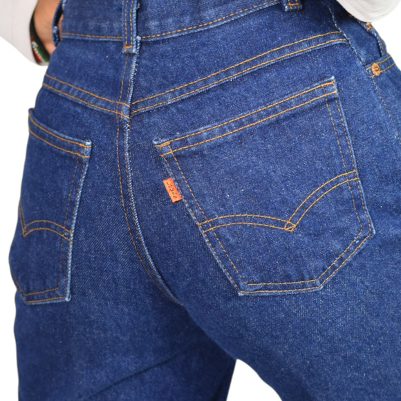 Vintage 554 Levis Jean High Rise Cotton Orange Tab 80s Dark Wash Straight USA 24 - Picture 6 of 14